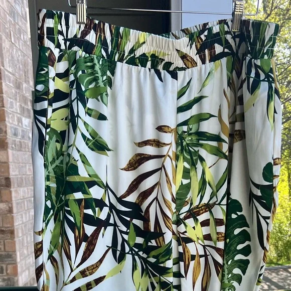 🆕 🌿Nina Parker x Macy’s Palm Leaf Tropical Wide Leg Pants Beach Chic Size 2X 🌿 - Picture 5 of 11